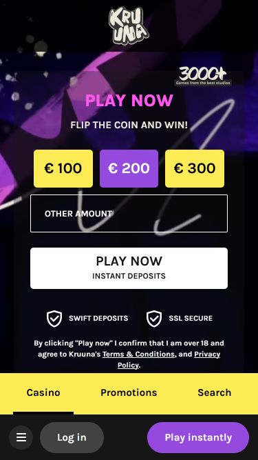 Page d'accueil mobile de Crown Casino
