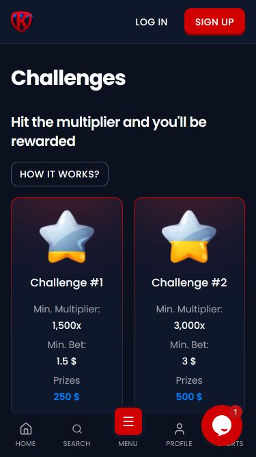 Défis mobiles du casino Kryptosino