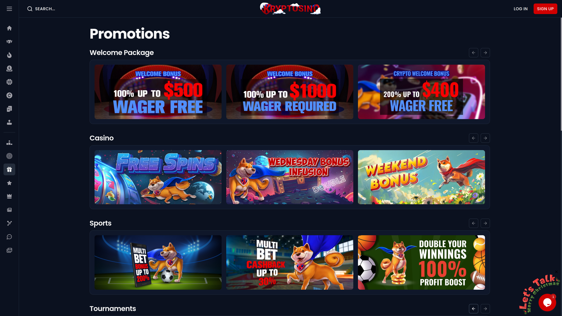 Promozioni desktop del casinò Kryptosino