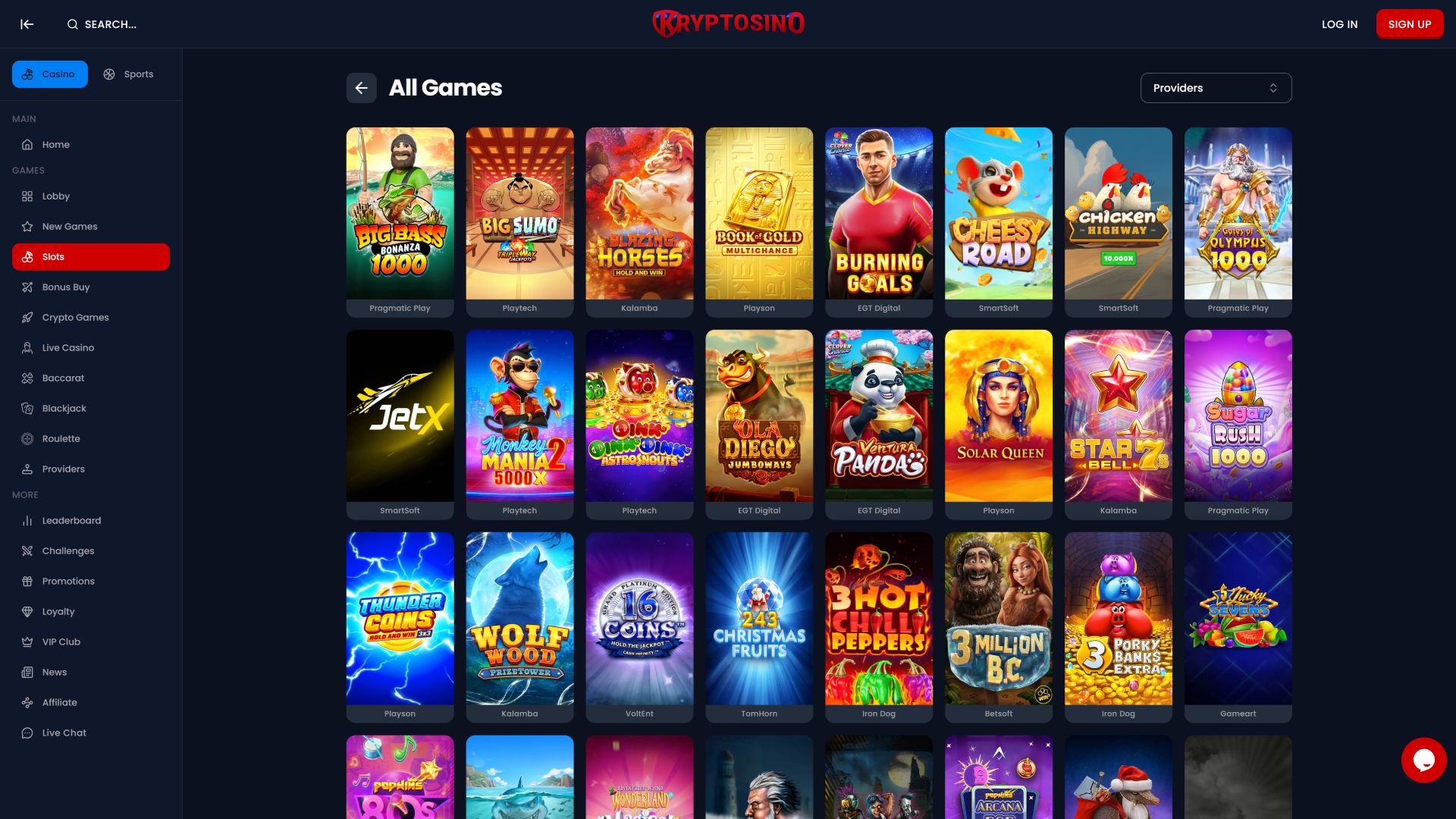 Jeux de casino Kryptosino sur ordinateur