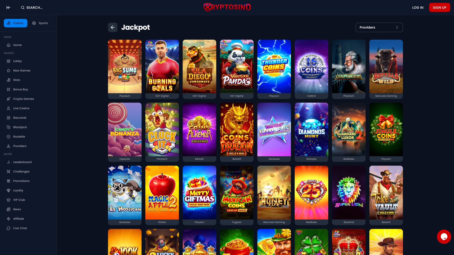 Jackpot du casino Kryptosino sur ordinateur