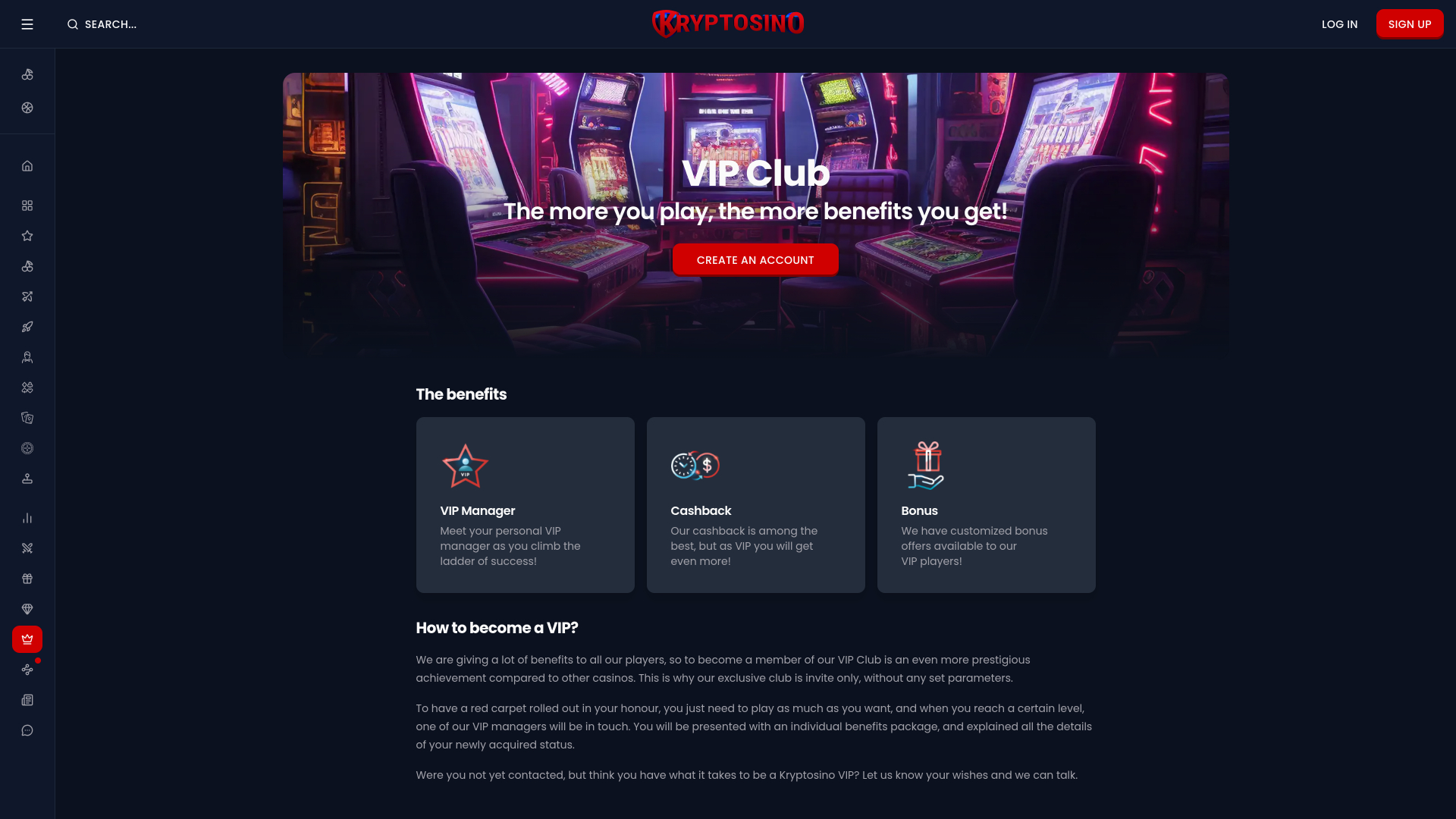 Kryptosinoカジノ デスクトップVIPページ