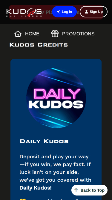 Promotions mobiles de Kudos Casino