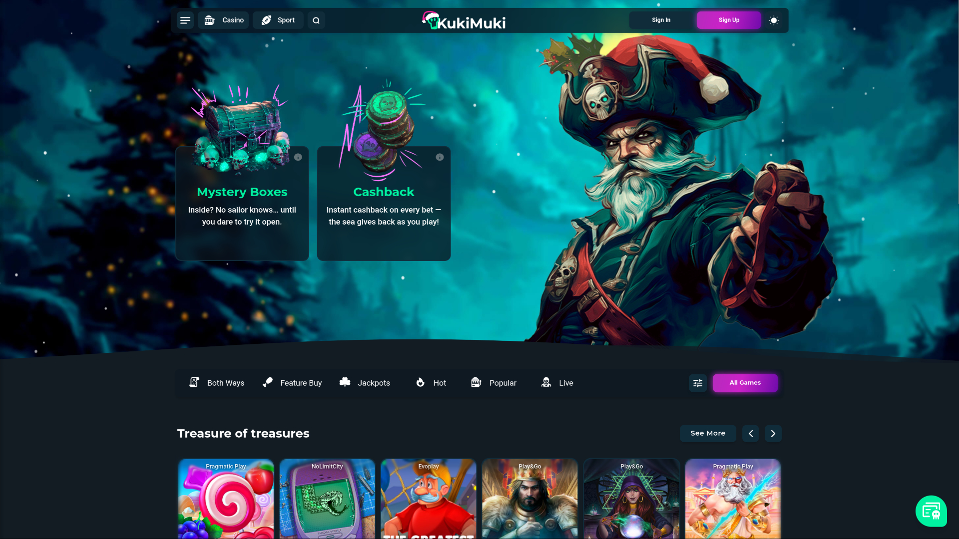 Página de inicio del casino KukiMuki