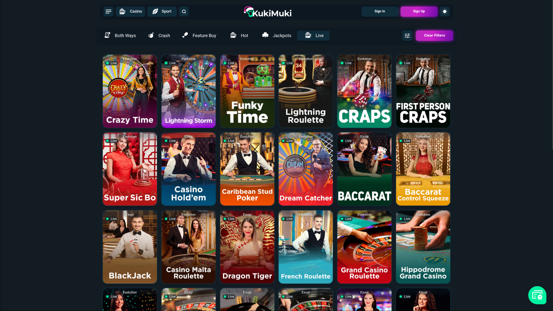 Crupier en vivo del casino KukiMuki