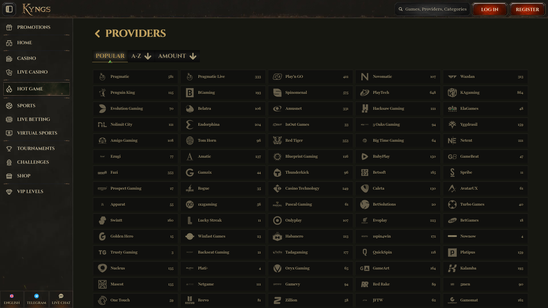 Développeurs du jeu de casino Kyngs pour ordinateur