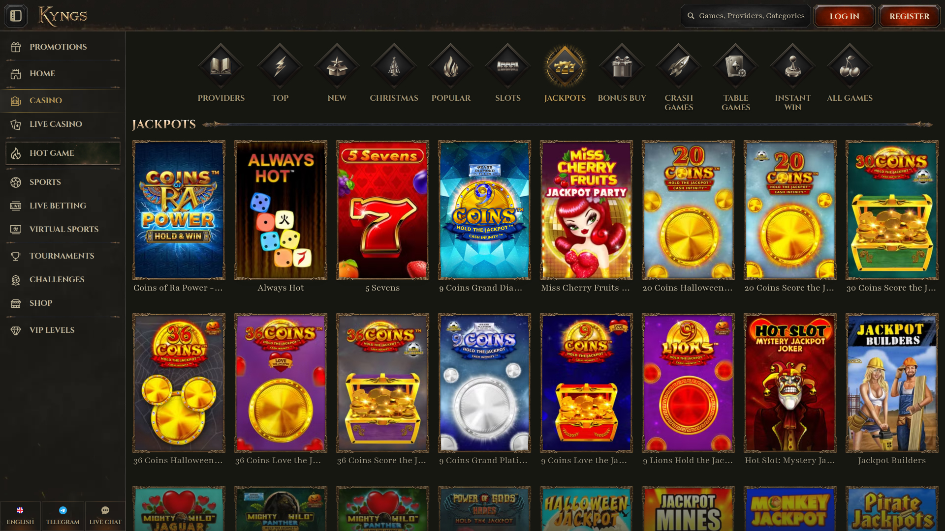 Jackpot de bureau du casino Kyngs