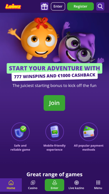 Homepage mobile di Laimz