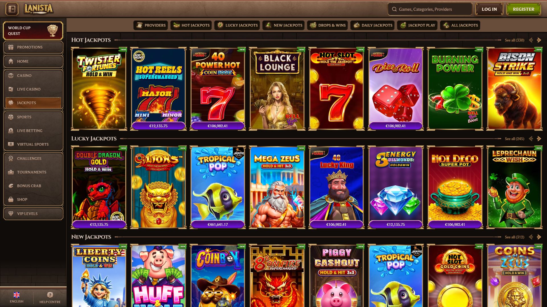 Jackpot de bureau du casino Lanista