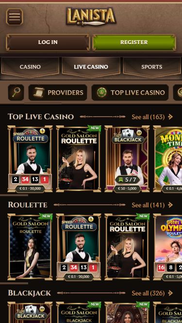Casino en Direct de Lanista Casino pour Mobile