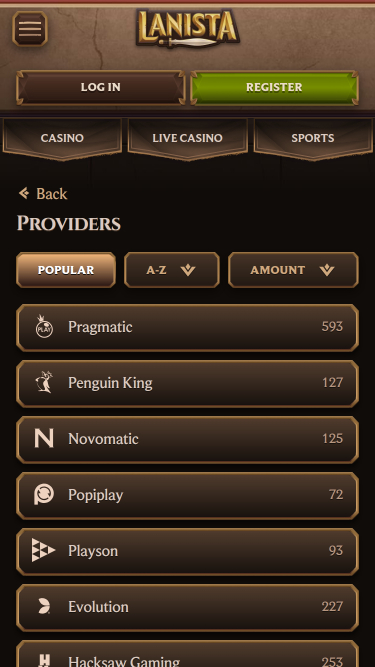 Développeurs de jeux de casino Lanista
