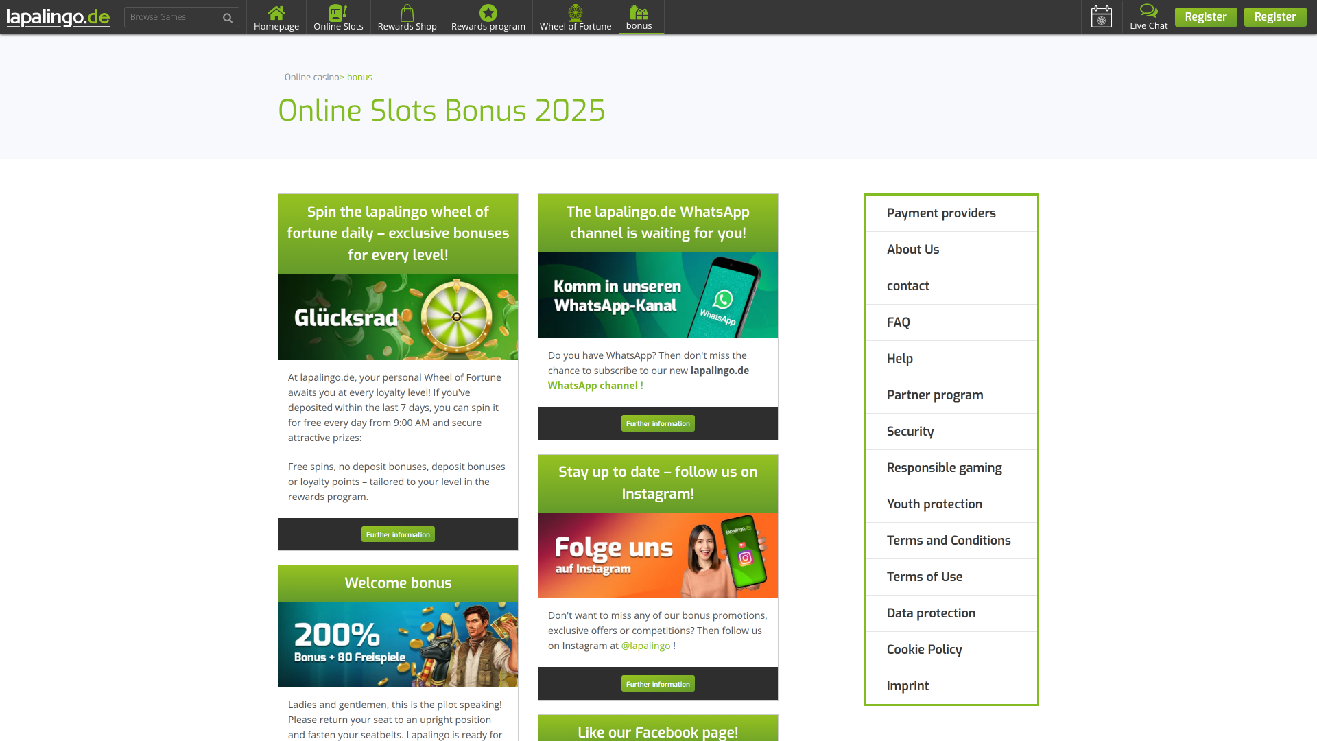 Promotions sur ordinateur de bureau au casino Lapalingo