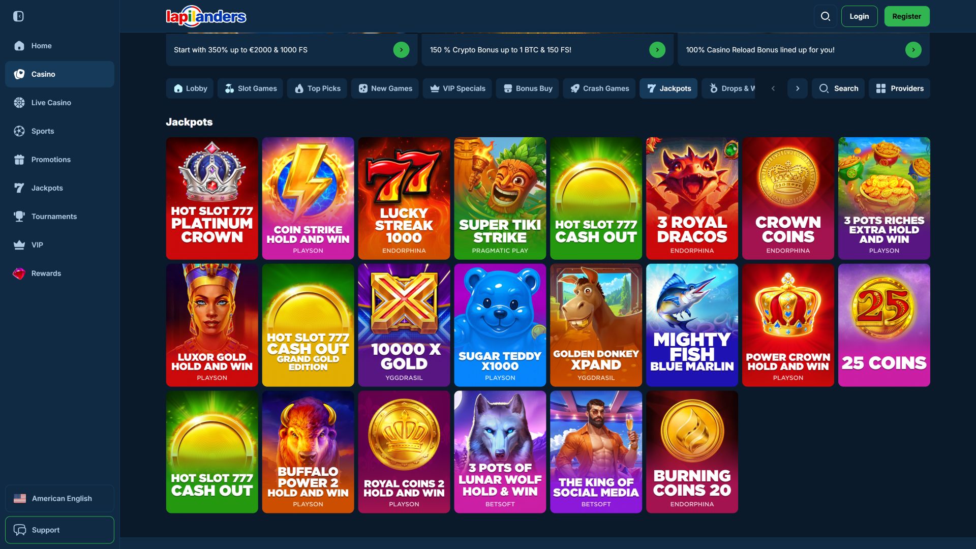 Lapilanders Casino Desktop Jackpot
