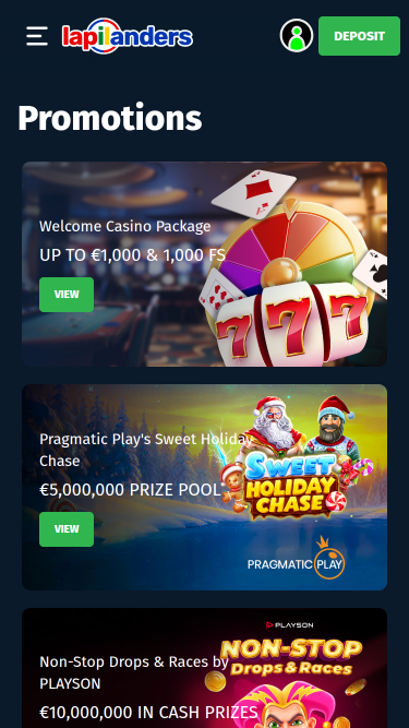 Promotions mobiles du casino Lapilanders