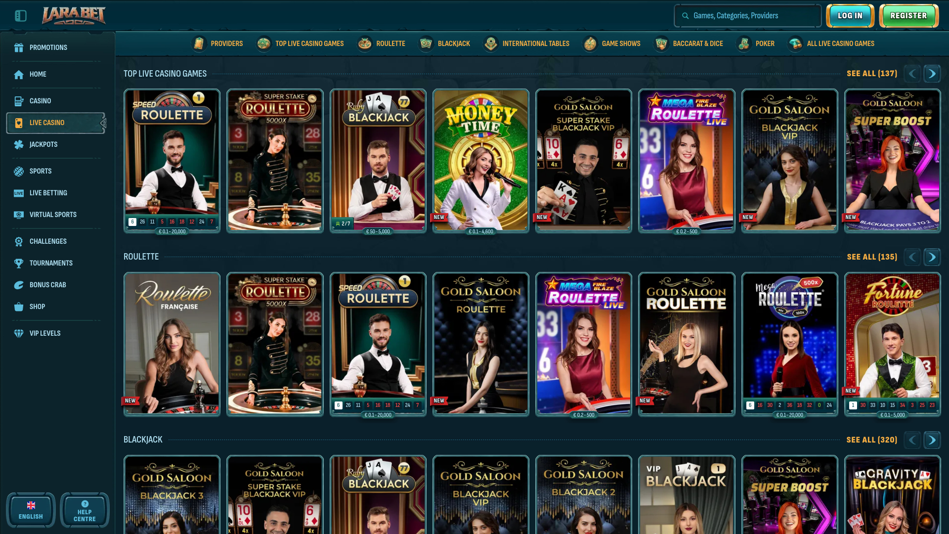 Larabet Casino Desktop Live Dealer