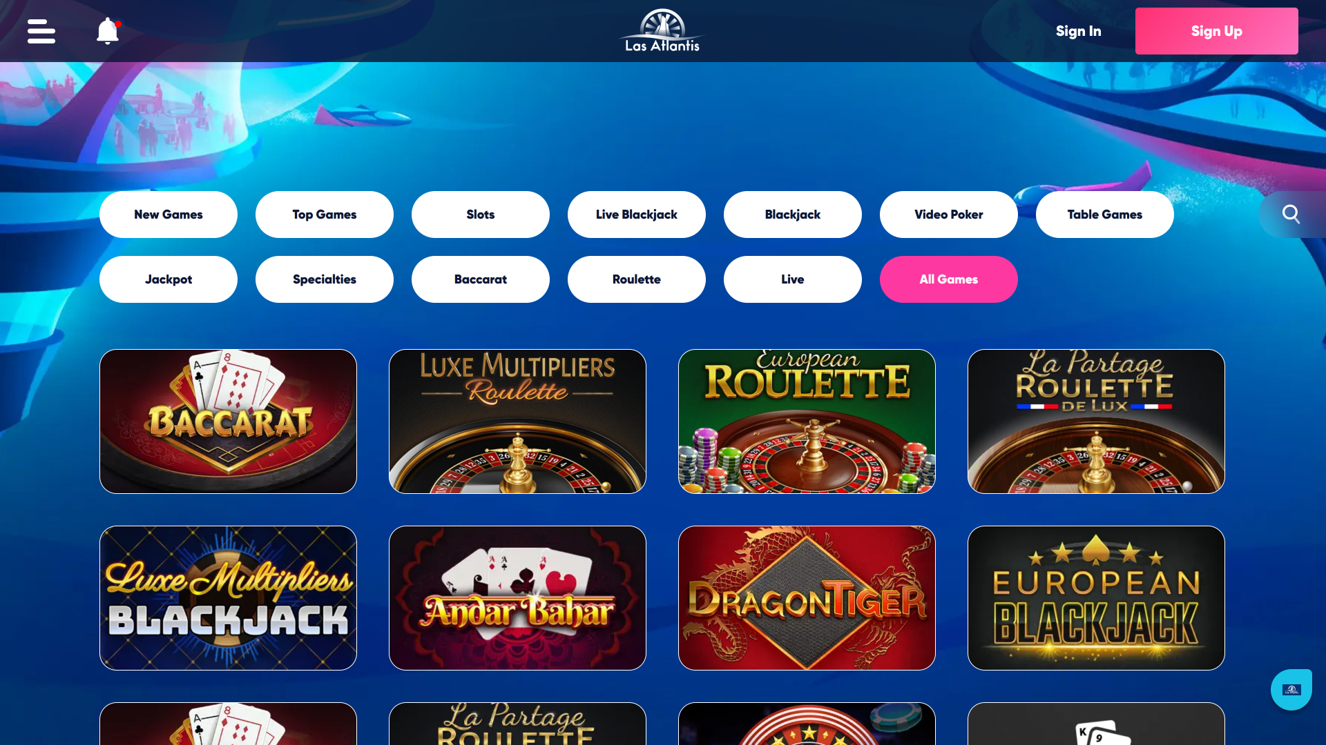 Jeux de casino Las Atlantis sur ordinateur