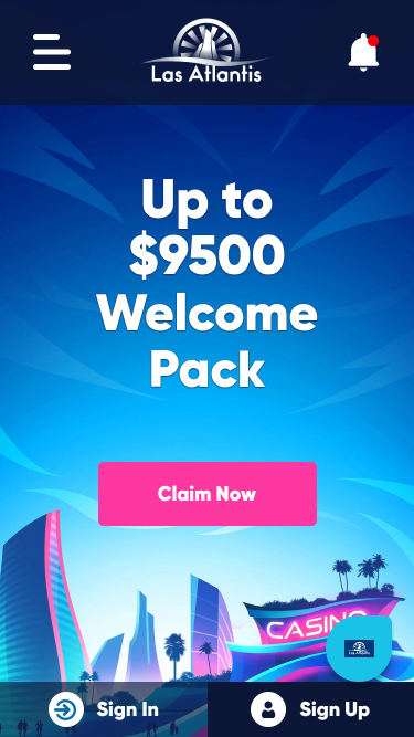 Page d'accueil mobile du casino Las Atlantis