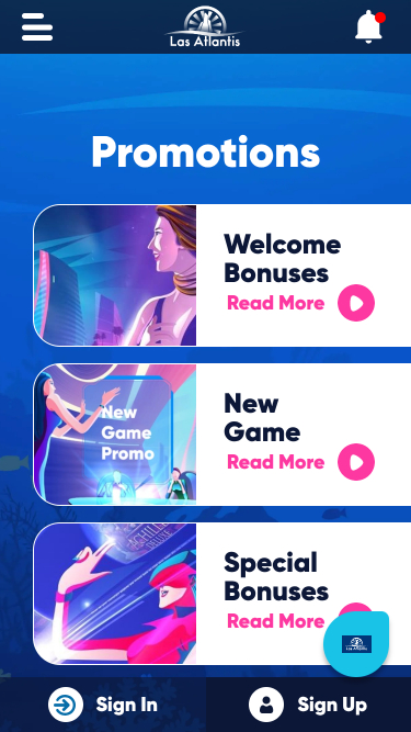 Promotions mobiles du casino Las Atlantis