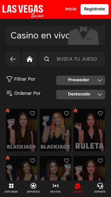 Casino en direct mobile de Las Vegas avec croupier en direct