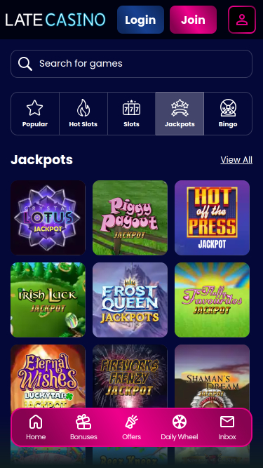 Jackpot mobile de casino tardif