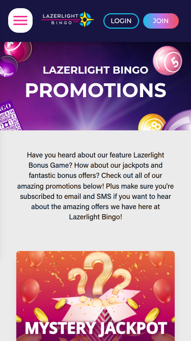 Promociones móviles del casino Lazerlight Bingo