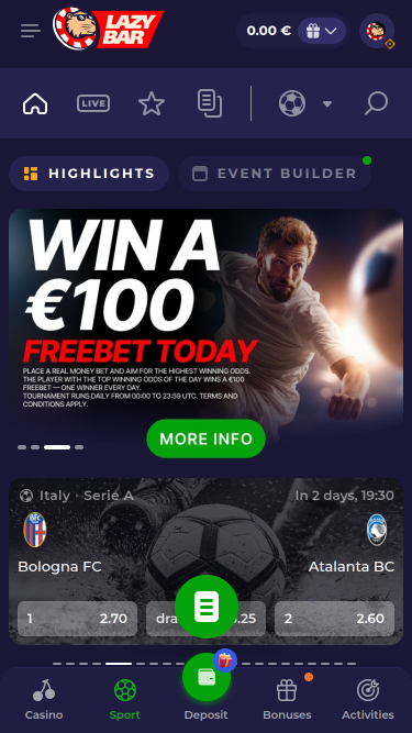 Lazybar Casino Mobile Sports