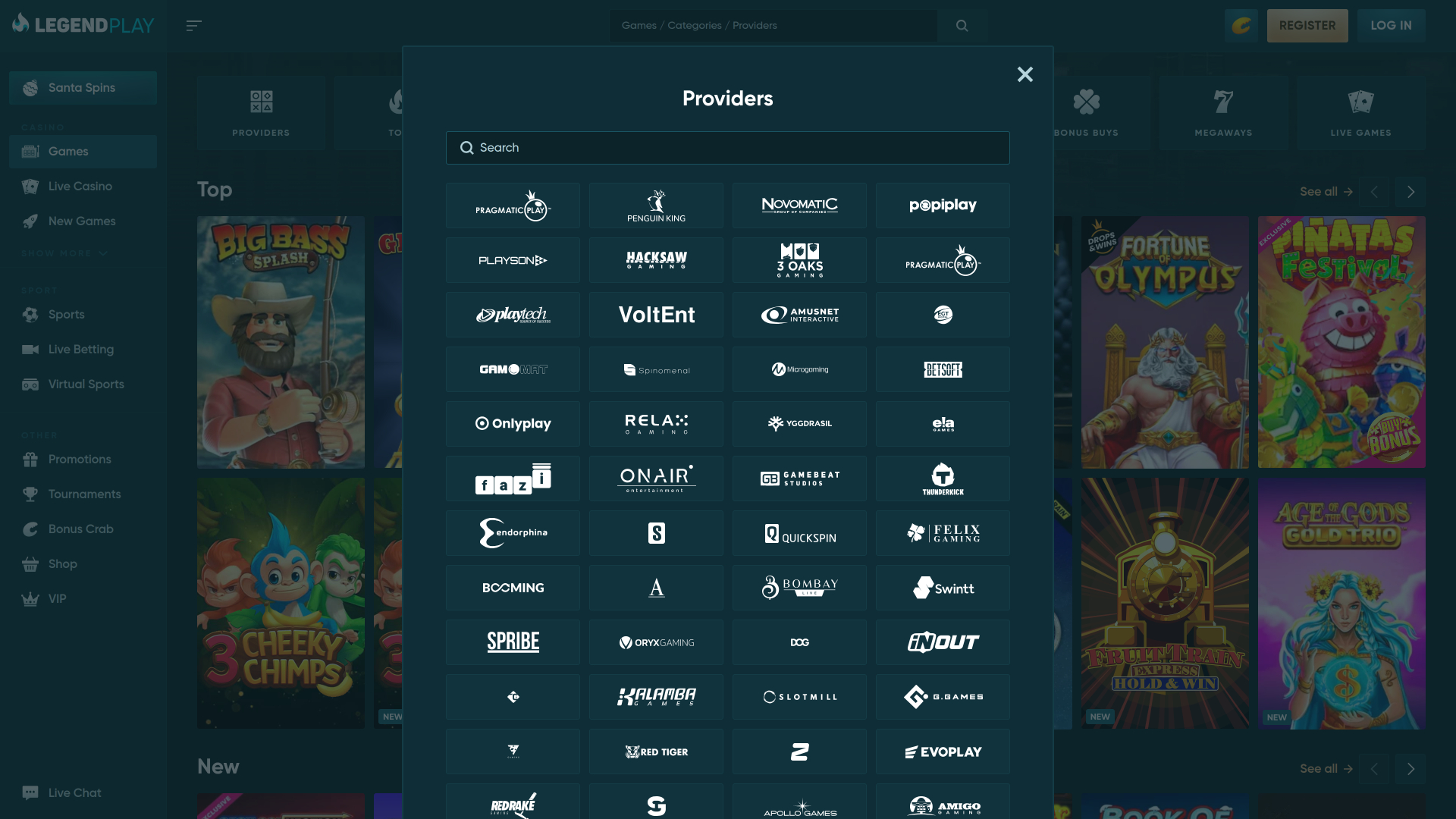 Desarrolladores de juegos de escritorio de Legend Play Casino