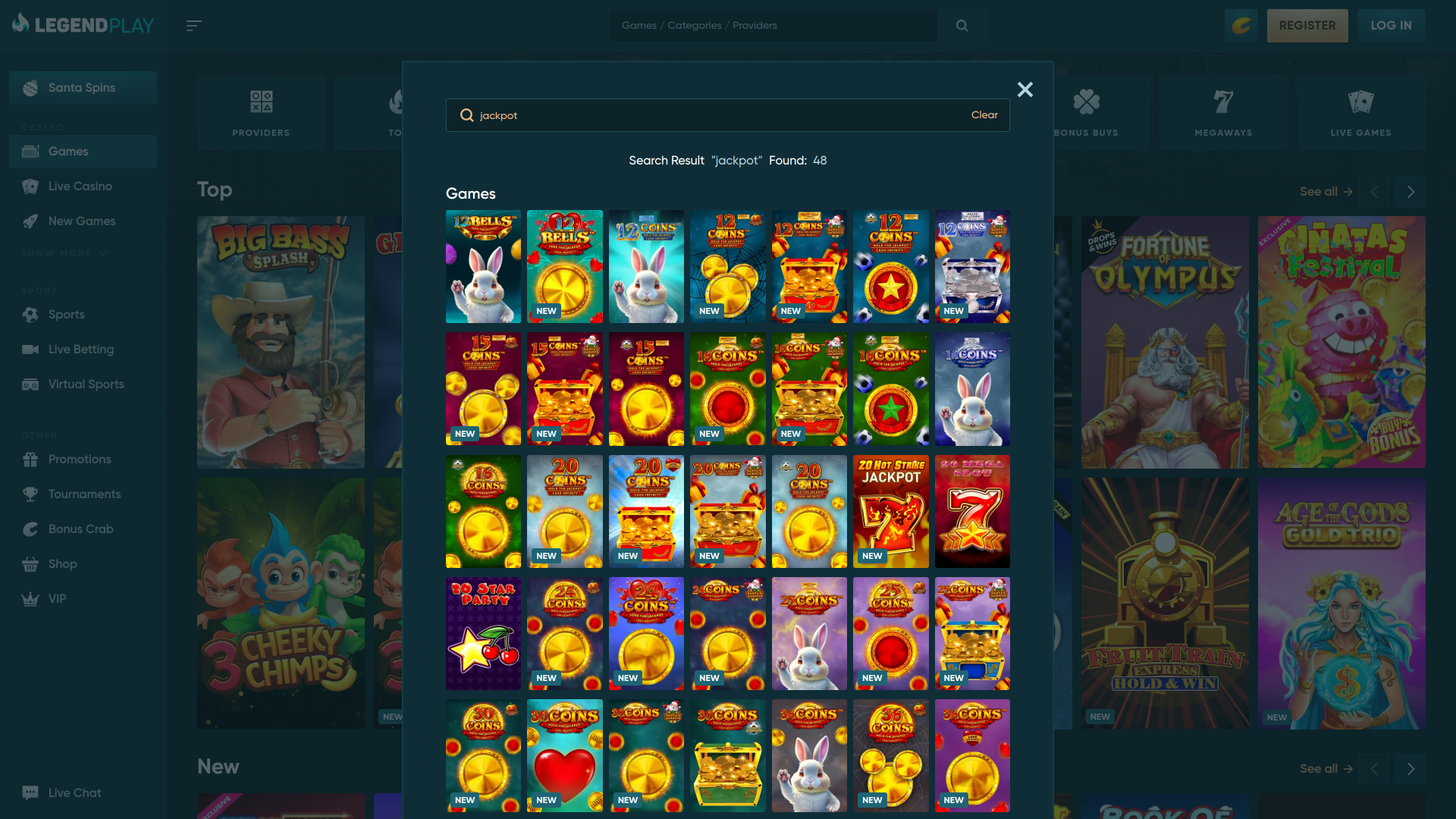 Jackpot de escritorio del casino Legend Play