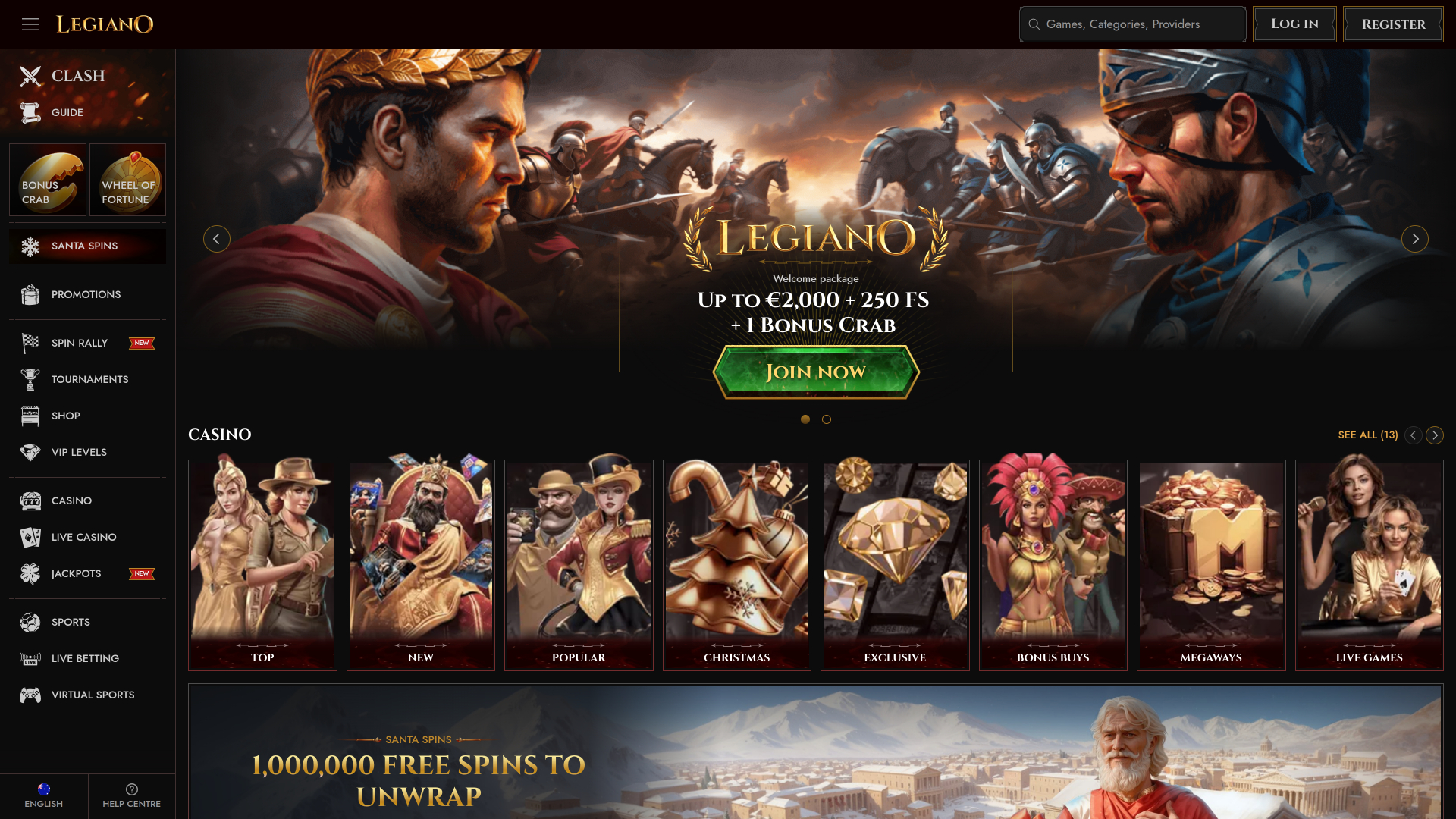 Page d'accueil du bureau du casino Legiano