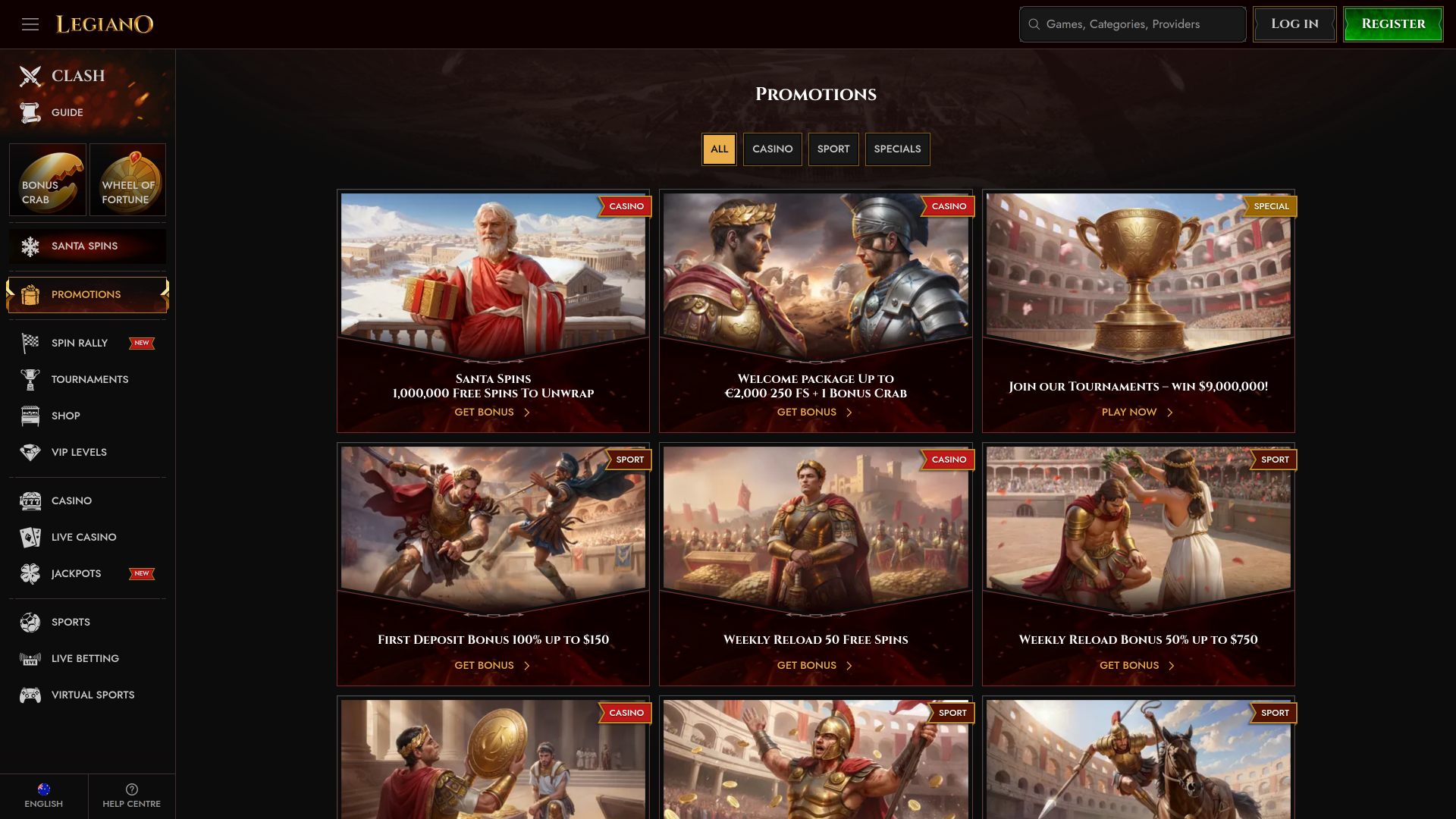 Promotions de bureau du casino Legiano