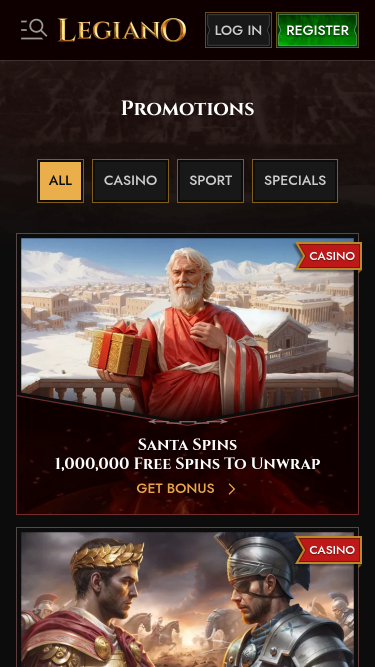 Promotions mobiles du casino Legiano