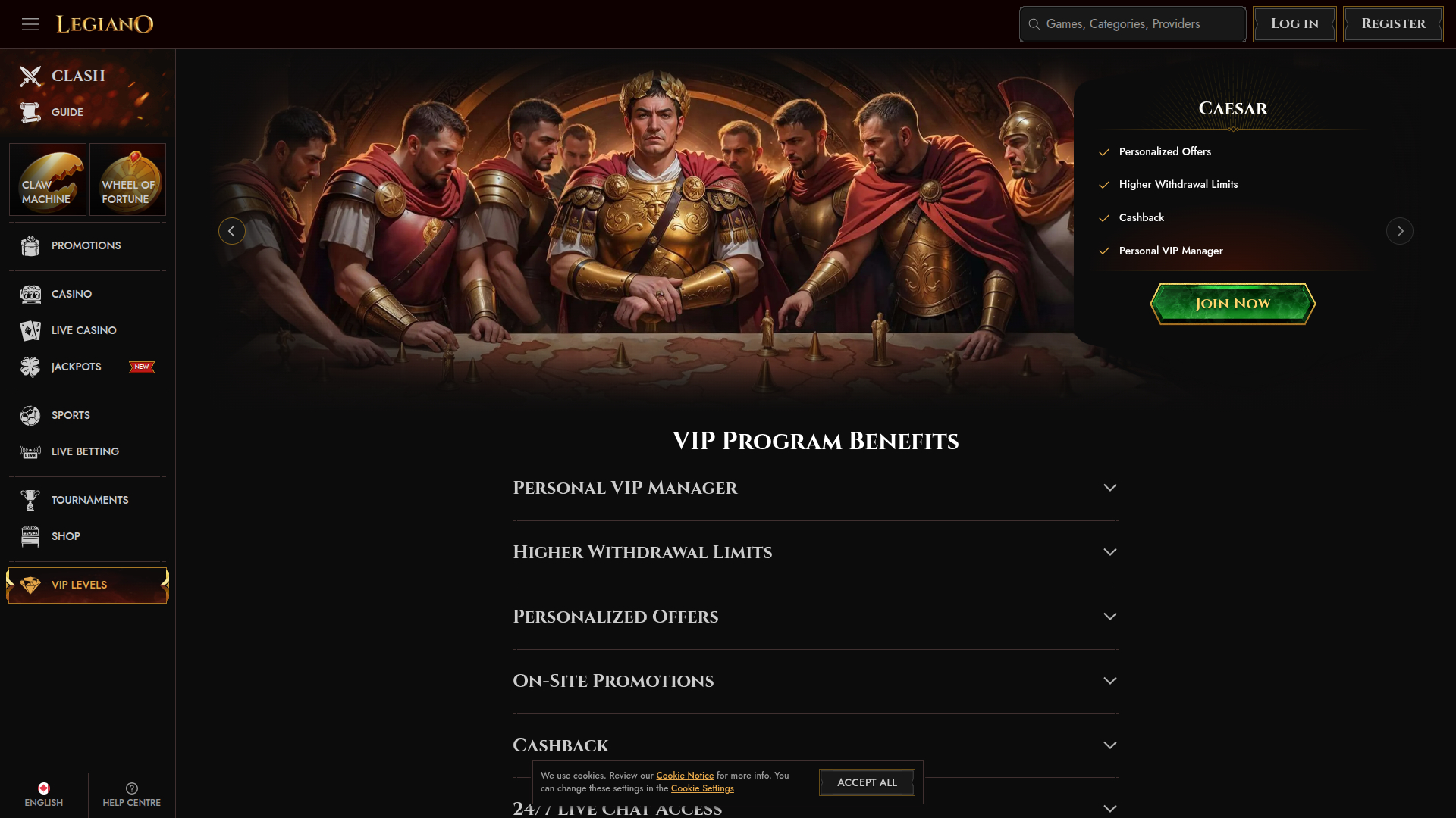 Programme VIP de bureau du Legiano Casino