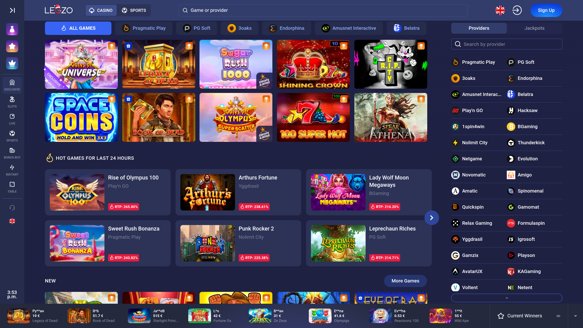 Développeurs du jeu de casino Legzo pour ordinateur