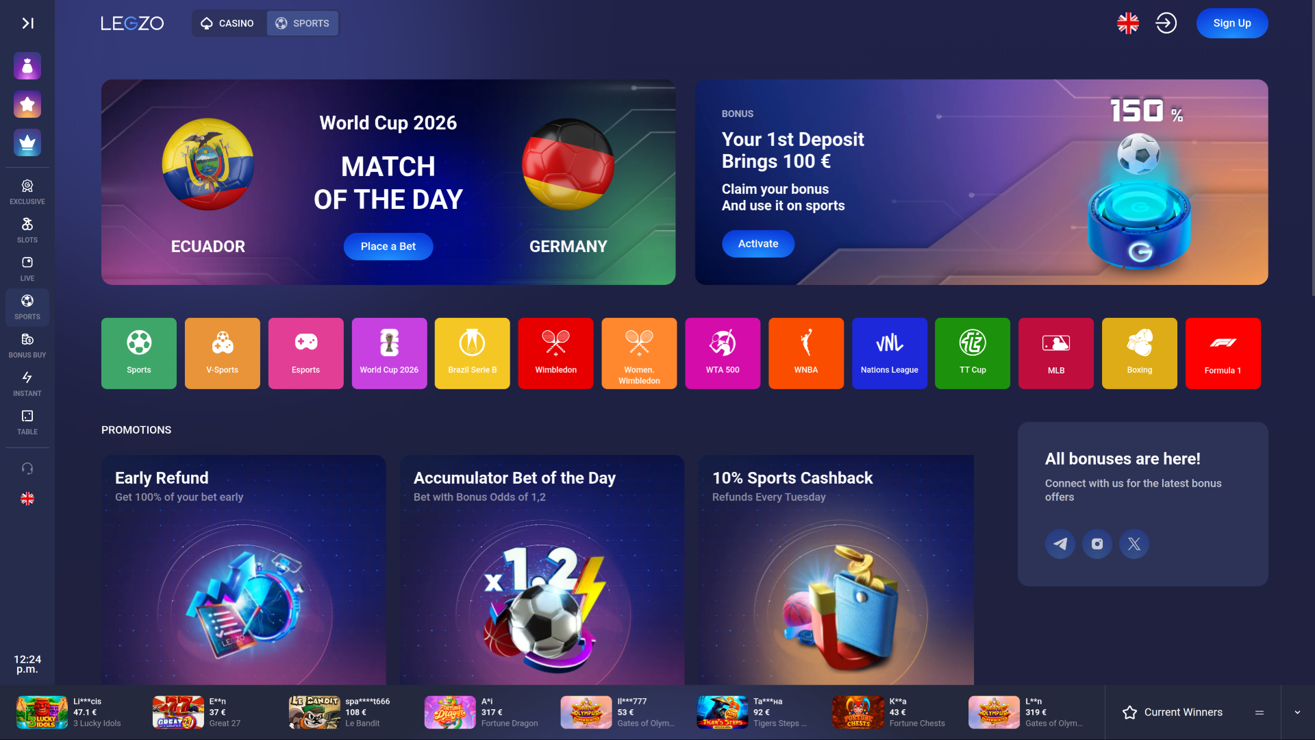 Legzo Casino Desktop-Sport