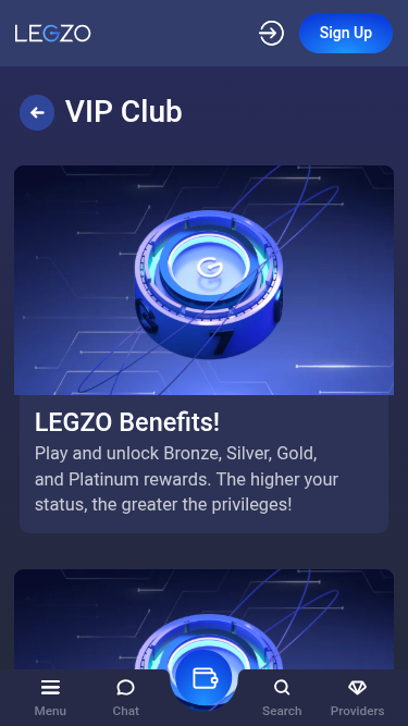 Programme VIP mobile du casino Legzo