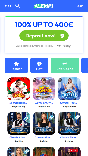 Lempi Casino Mobile Live Dealer
