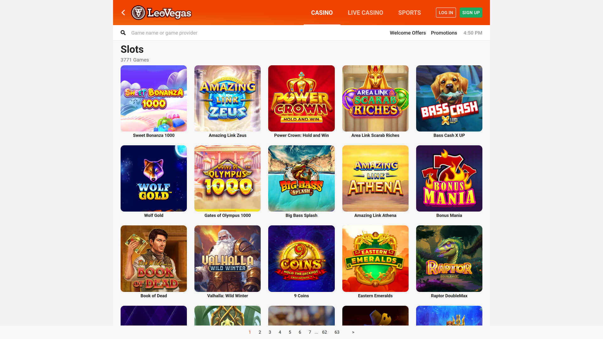 Jogos de computador do cassino LeoVegas