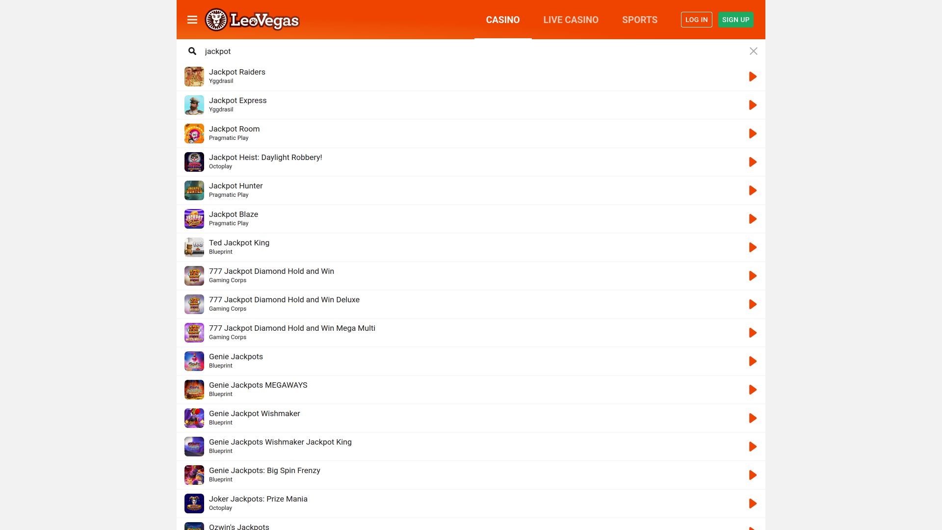 Jackpot de mesa do LeoVegas Casino