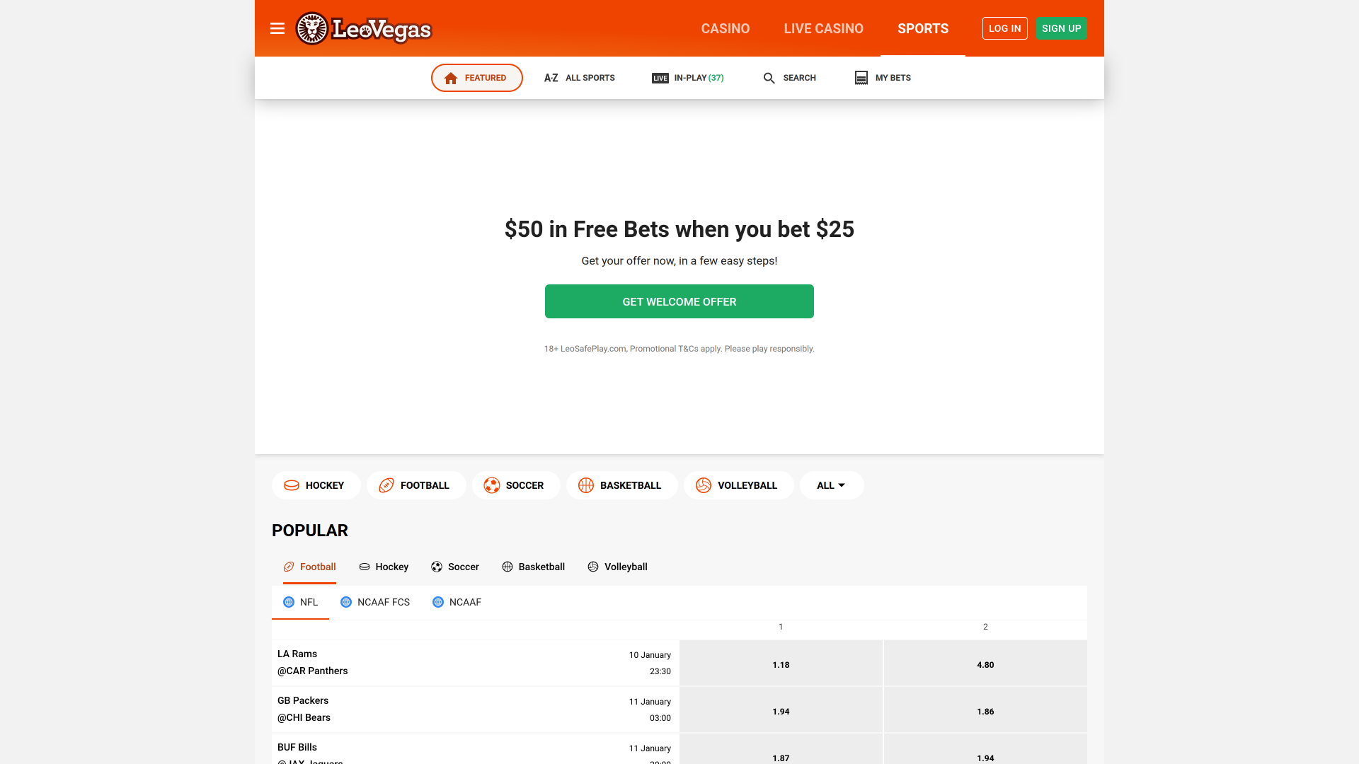 Esportes de mesa do LeoVegas Casino