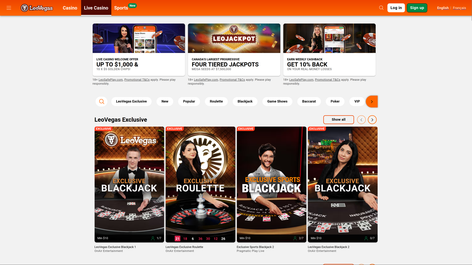 Crupier en vivo de escritorio de LeoVegas Casino
