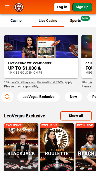 Crupier en vivo móvil de LeoVegas Casino