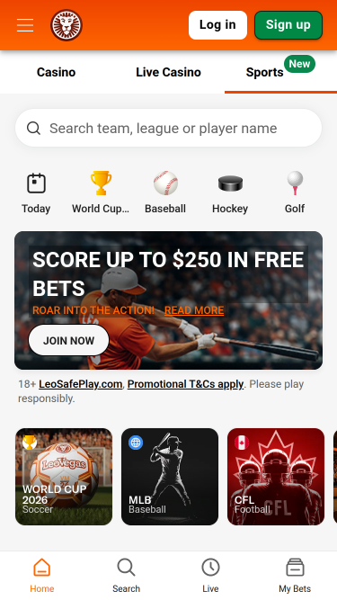 Deportes móviles del casino LeoVegas