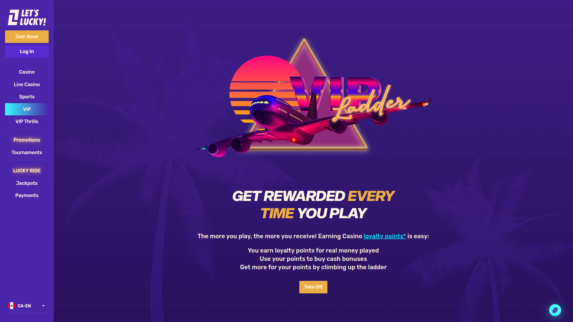 Programme VIP de bureau Lets Lucky Casino