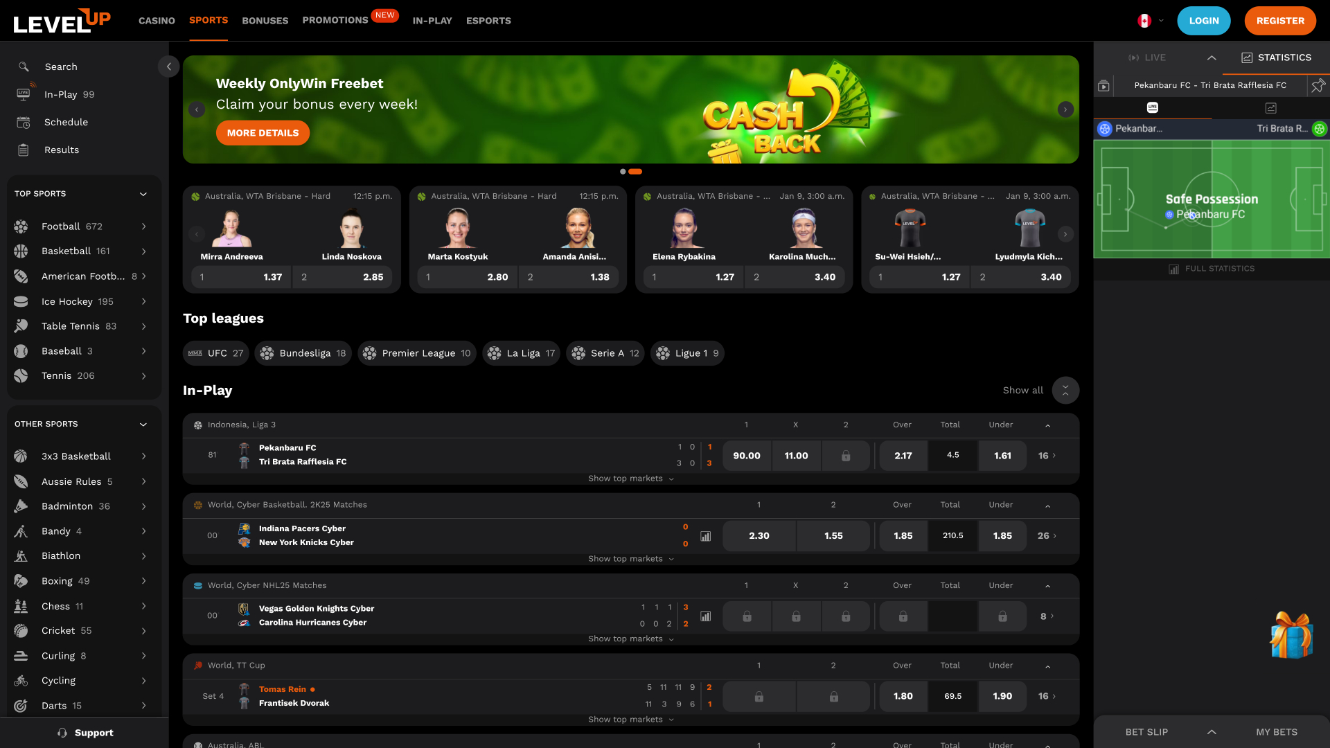 Levelup Casino Desktop Sports
