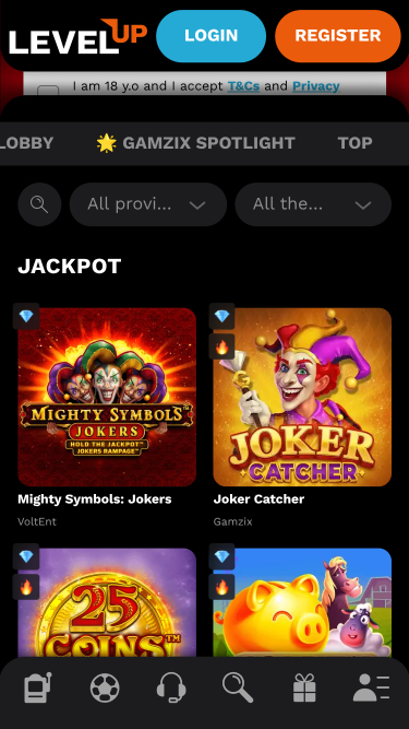 Levelup Casino Mobile Jackpot