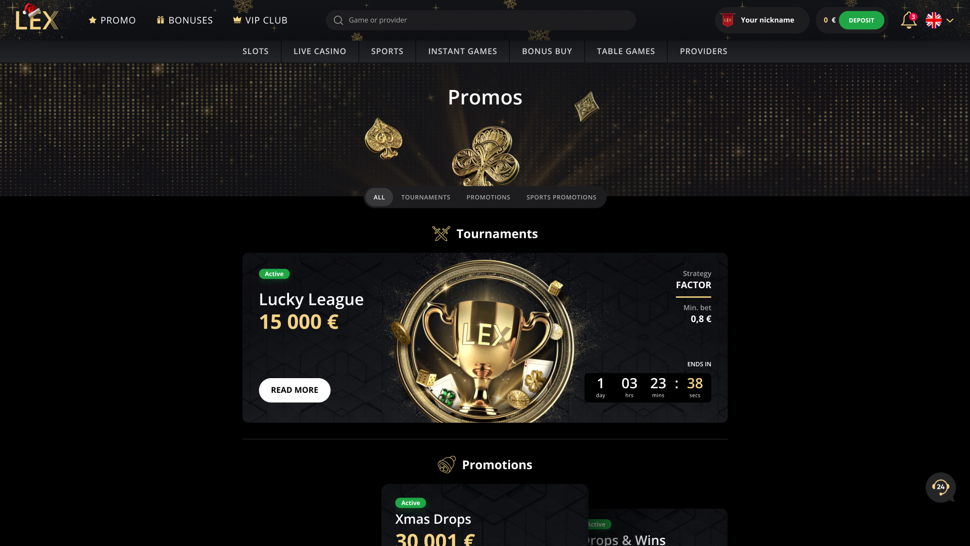 Promotions Lex Casino sur ordinateur