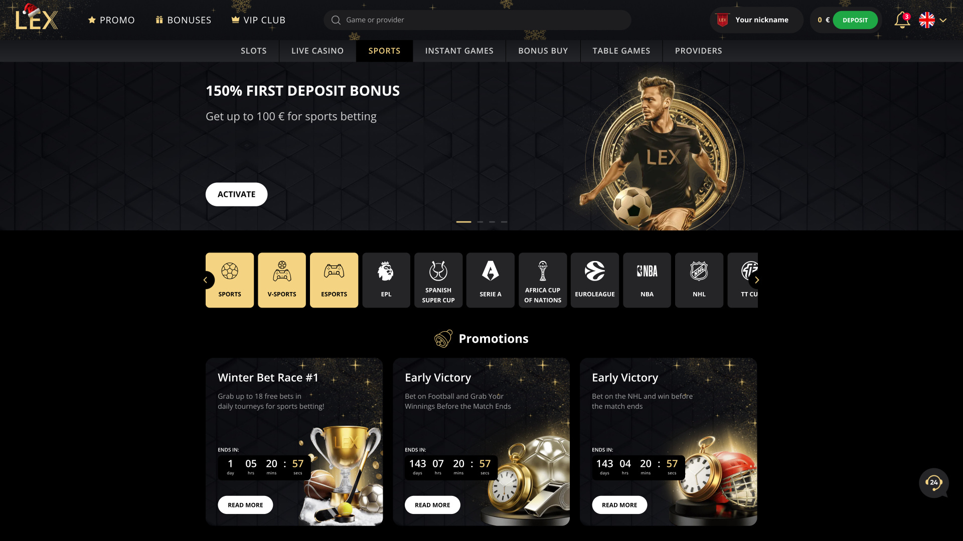 Lex Casino Sports sur ordinateur