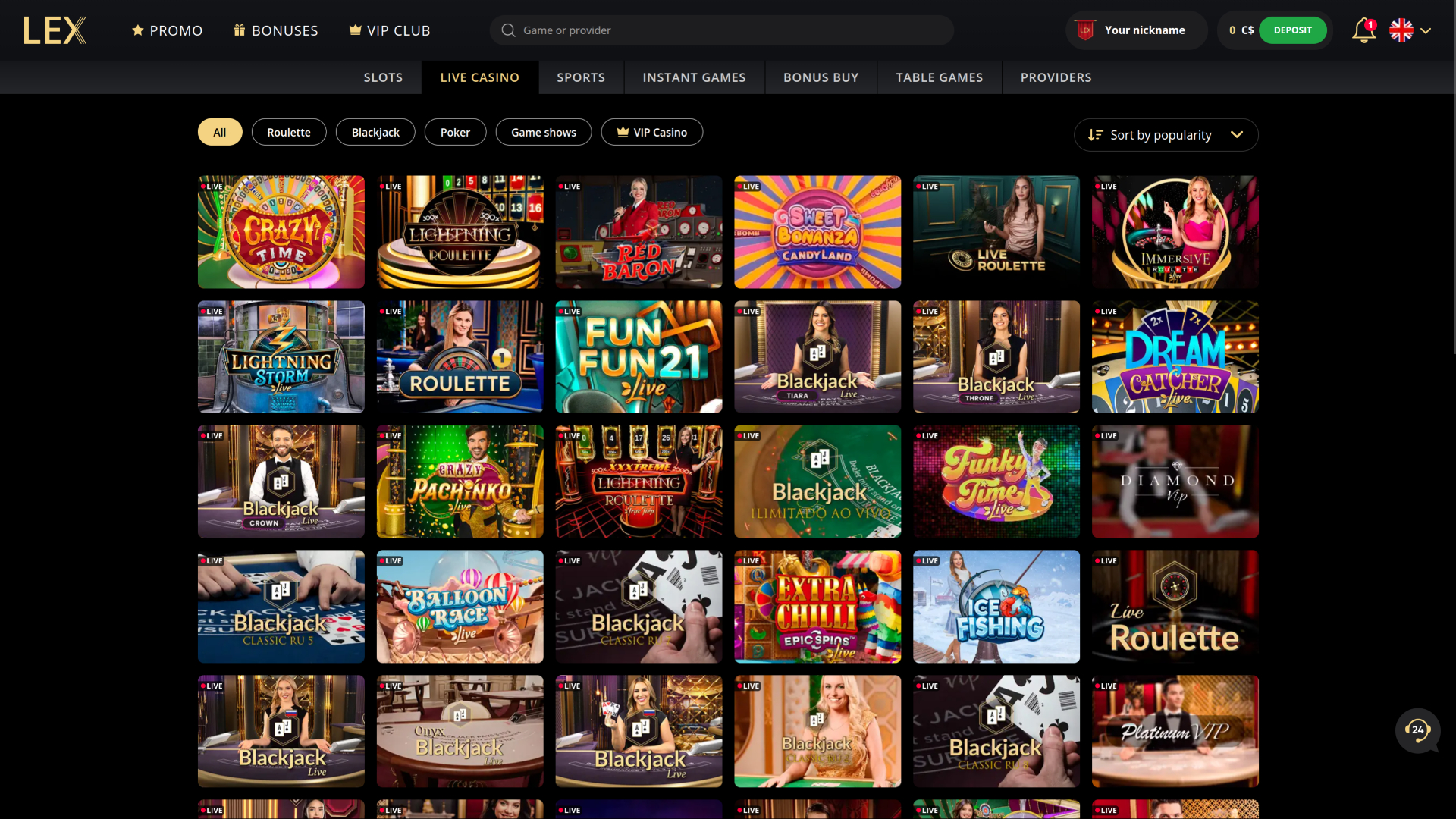 Lex Casino Desktop Dealer dal Vivo