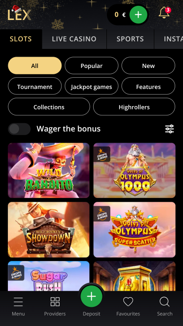 Jeux mobiles de Lex Casino