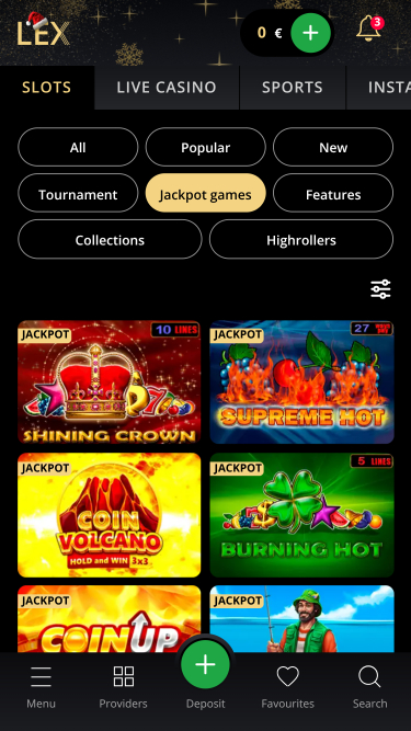 Jackpot mobile du casino Lex